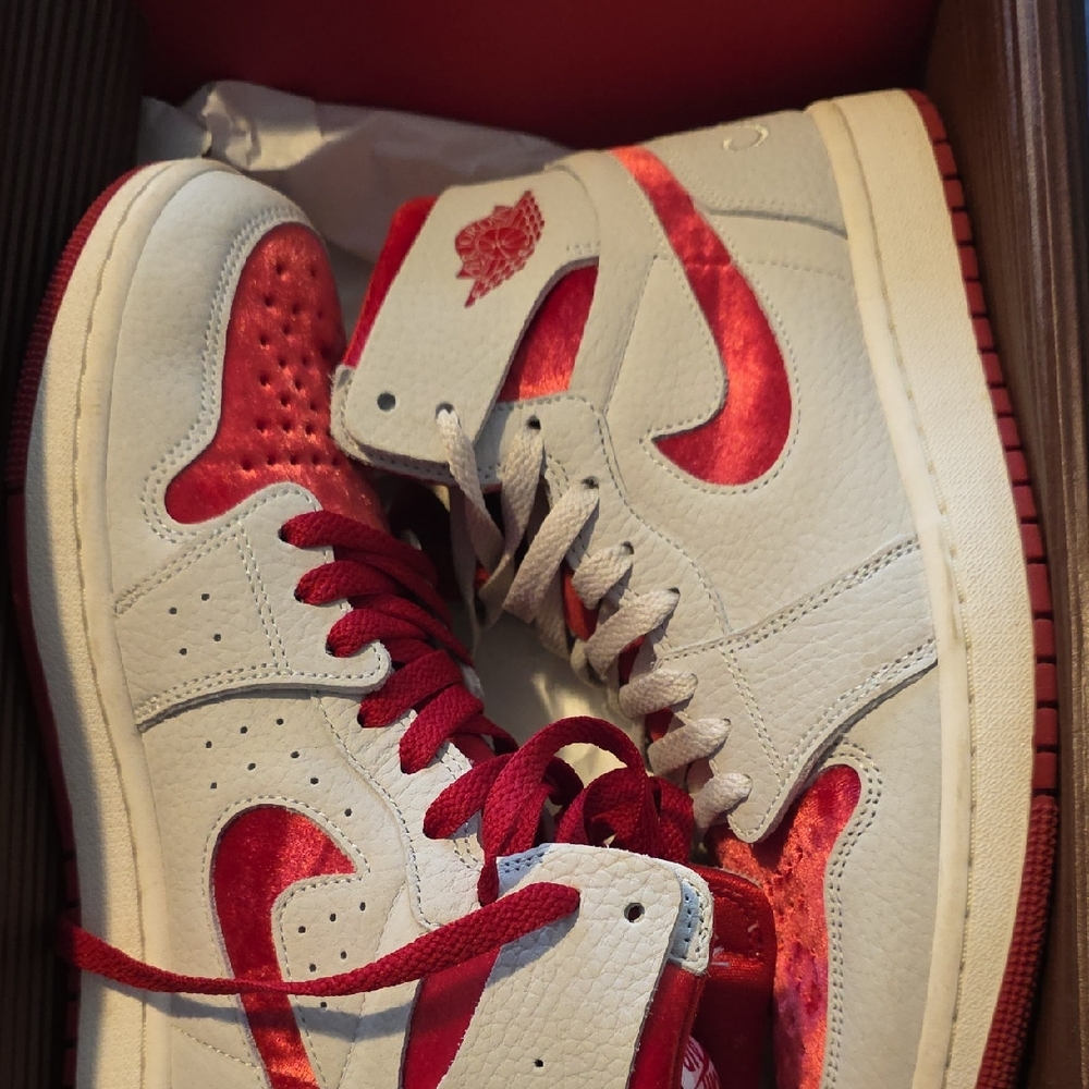 Nike Red and White High-Top Sneakers